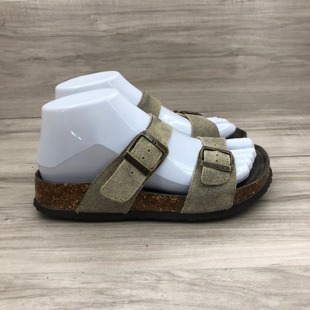 Roper Sandals Womens 6.5 Tan Leather Slip On Slide Shoes